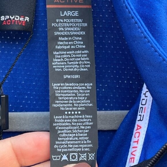 Spyder NWT Shirt Men's Mock Neck Long Sleeve Active Pro Web Blue Stretch Sz Lrg - Picture 13 of 16